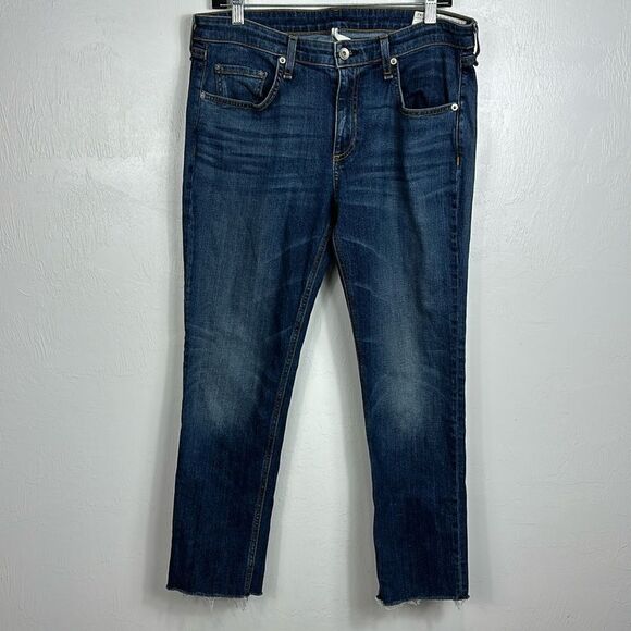 Rag & Bone Mid Rise Slim Fit Raw Hem Whiskered Ankle Jeans Size 30 - Picture 1 of 8